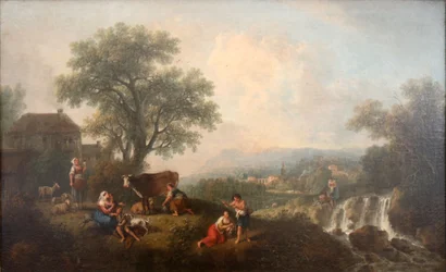 Landschaft mit Bauern